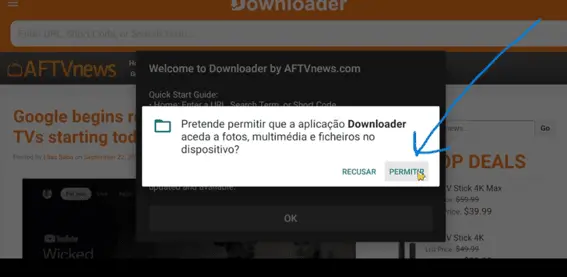 Instalacao do aplicativo Downloader em andamento
