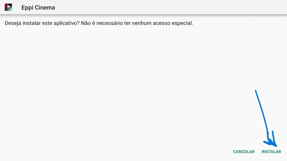 Janela de instalacao do Eppi Cinema com botao instalar