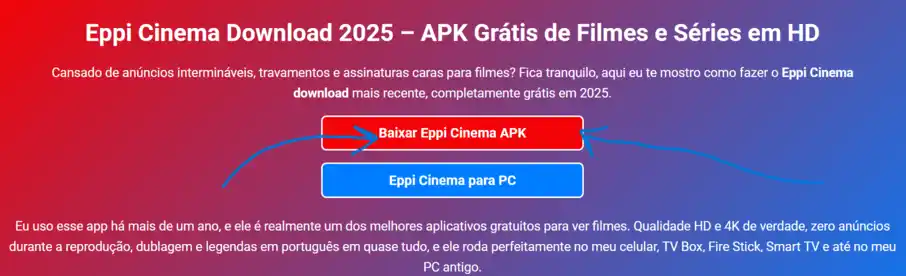 Botao de APK Eppi Cinema no site oficial
