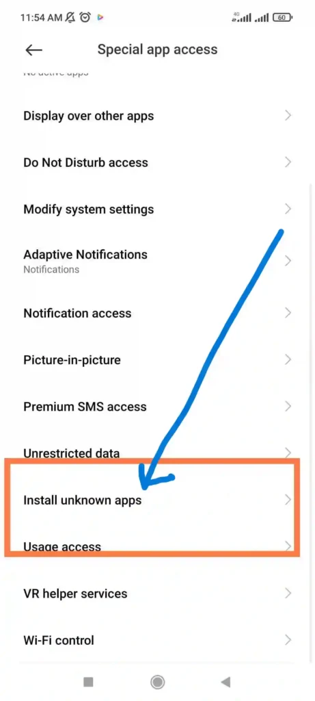 Opcao de instalar aplicativos desconhecidos na lista de configuracoes do Android