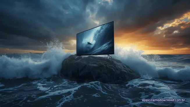 Filme de programa de TV em tela grande